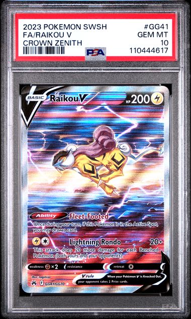 Summon Supply — Raikou V Pokemon Crown Zenith Galarian Gallery #GG41/GG70 PSA 10 – Official Pokemon TCG Product