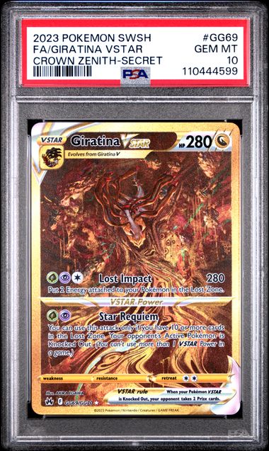 Summon Supply — Giratina Vstar Pokemon Crown Zenith Galarian Gallery Gold Secret Rare #GG69/GG70 PSA 10 – Official Pokemon TCG Product