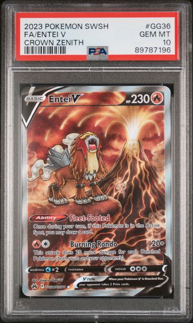 Summon Supply — Entei V Pokemon Crown Zenith Galarian Gallery #GG36/GG70 PSA 10 – Official Pokemon TCG Product