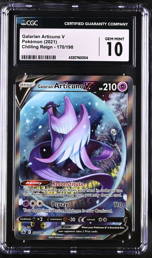 Summon Supply — Galarian Articuno V Pokemon Chilling Reign Alternate Full-Art #170/198 CGC 10 – Official Pokemon TCG Product