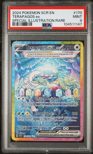 Summon Supply — Terapagos 2024 Pokemon Stellar Crown Special Illustration rare holo 170/142 PSA 9 – Official Pokemon TCG Product