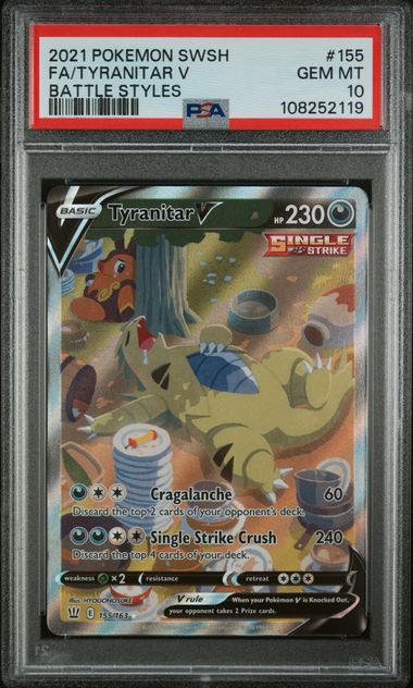 Summon Supply — Tyranitar V Pokemon Battle Styles Alternate Full Art #155/163 PSA 10 – Official Pokemon TCG Product