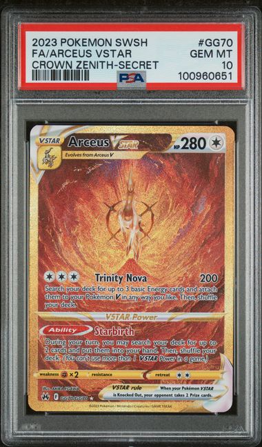 Summon Supply — Arceus Vstar Pokemon Crown Zenith Gold Galarian Galley Secret Rare #GG70/GG70 PSA 10 – Official Pokemon TCG Product