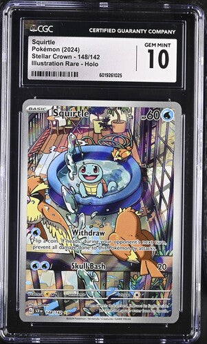 Summon Supply — Squirtle Illustration Rare 2024 Pokemon Stellar Crown holo 148/142 CGC 10 – Official Pokemon TCG Product
