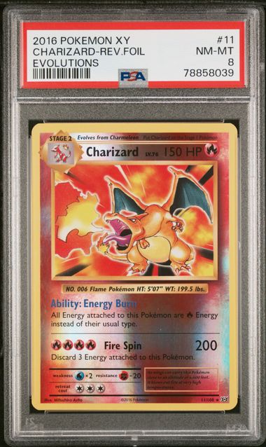 Summon Supply — Charizard 2016 Pokemon XY Evolutions Reverse Holo #11/108 PSA 8 – Official Pokemon TCG Product
