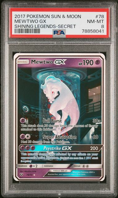 Summon Supply — Mewtwo GX Pokemon Shining Legends Secret Rare #78/73 PSA 8 (Test Tube) – Official Pokemon TCG Product