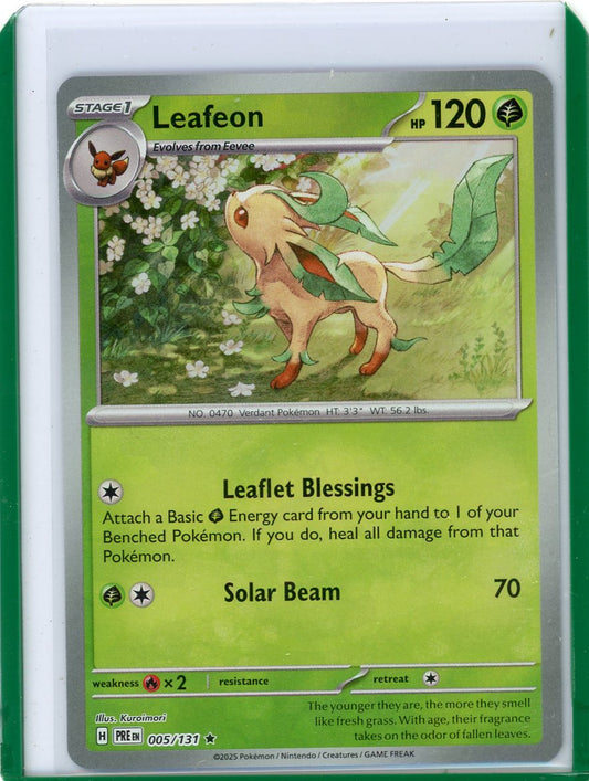Summon Supply — Leafeon 2025 Pokemon Prismatic Evolutions Master Ball rare holo 005/131 – Official Pokemon TCG Product