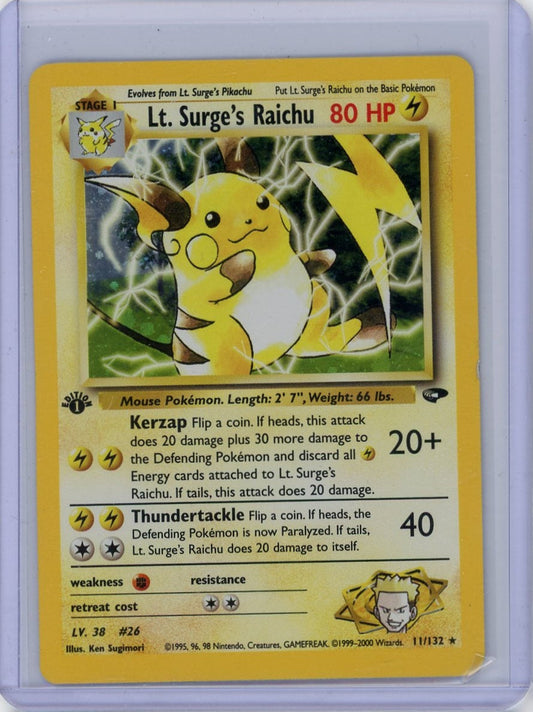 Summon Supply — Lt. Surge's Raichu Pokemon Gym Challenge 1st Edition Holo #11/132 – Official Pokemon TCG Product