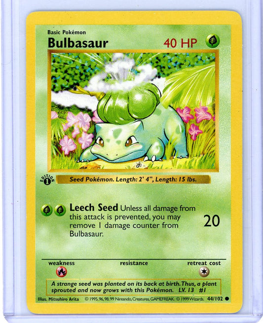 Summon Supply — Bulbasaur 1999 Pokemon Base Set 1st Edition Shadowless #44/102 – Official Pokemon TCG Product