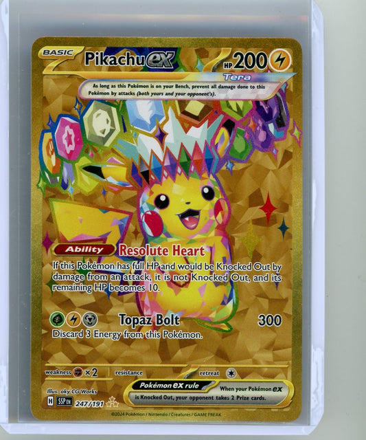 Summon Supply — Pikachu ex Pokemon Surging Sparks Gold Hyper Rare #247/191 – Official Pokemon TCG Product