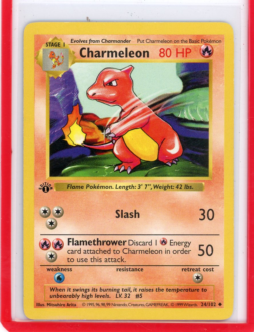 Summon Supply — Charmeleon 1999 Pokemon Base Set 1st Edition Shadowless non holo 24/102 – Official Pokemon TCG Product