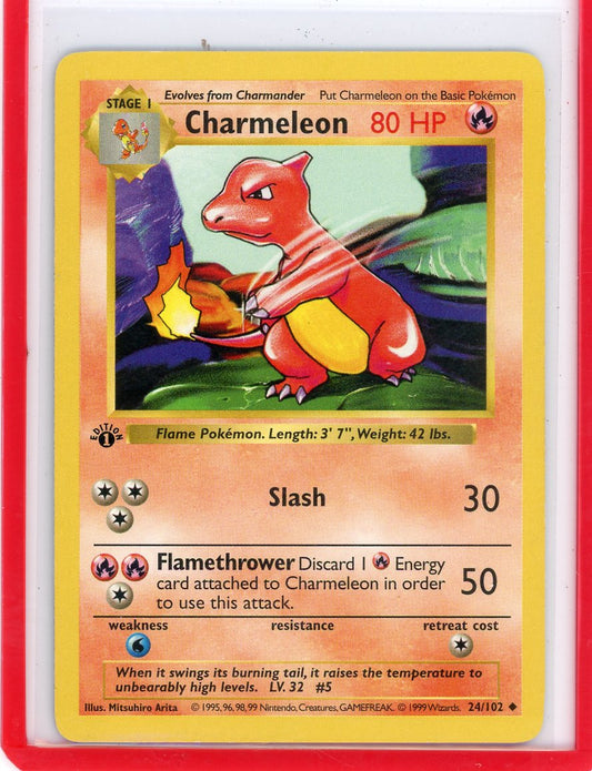 Summon Supply — Charmeleon 1999 Pokemon Base Set 1st Edition Shadowless non holo 24/102 – Official Pokemon TCG Product