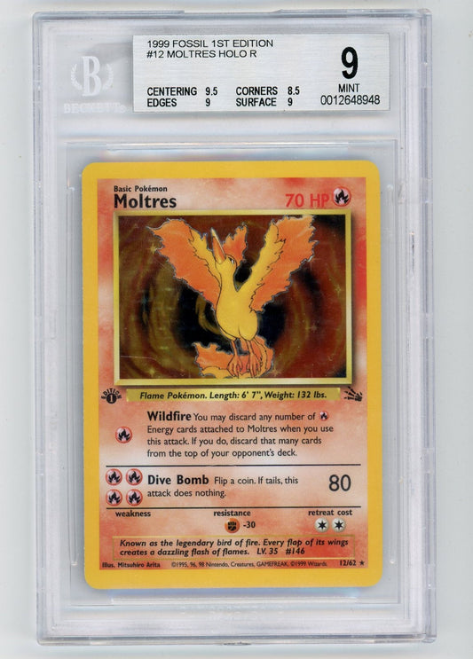 Summon Supply — Moltres 1999 Pokemon Fossil 1st Edition Holo #12/62 BGS 9 – Official Pokemon TCG Product
