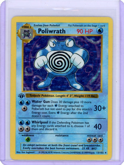 Summon Supply — Poliwrath 1999 Pokemon Base Set 1st Edition Holo #13/102 – Official Pokemon TCG Product