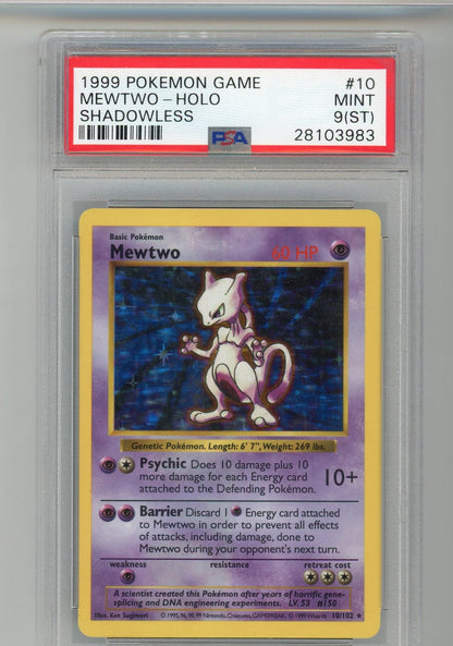 Summon Supply — Mewtwo 1999 Pokemon Game Shadowless Holo PSA 9 (ST) – Official Pokemon TCG Product