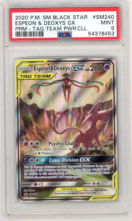 Summon Supply — Espeon & Deoxys GX Pokemon Black Star Promo #SM240 PSA 9 – Official Pokemon TCG Product