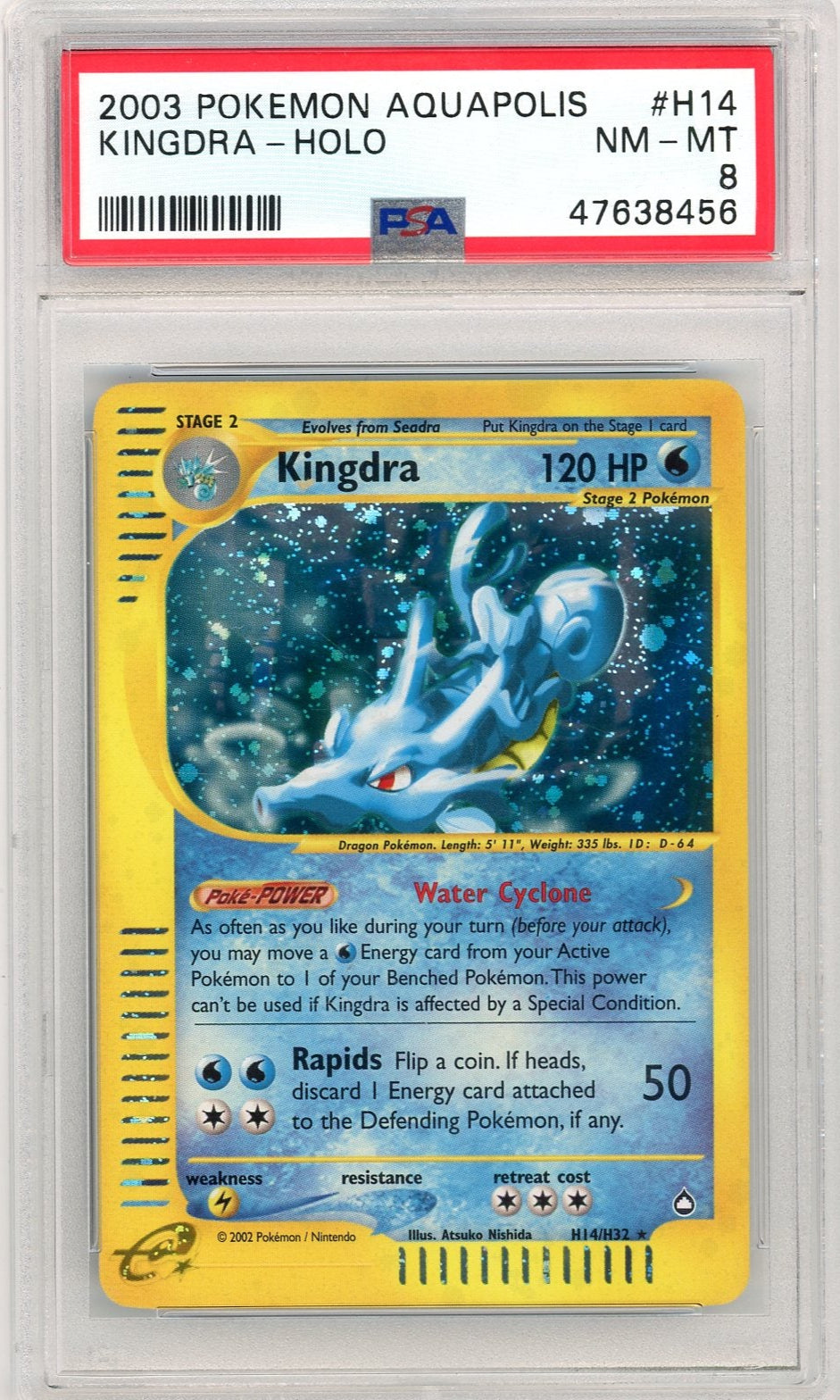 Summon Supply — Kingdra 2003 Pokemon Aquapolis Holo #H14/H32 PSA 8 – Official Pokemon TCG Product