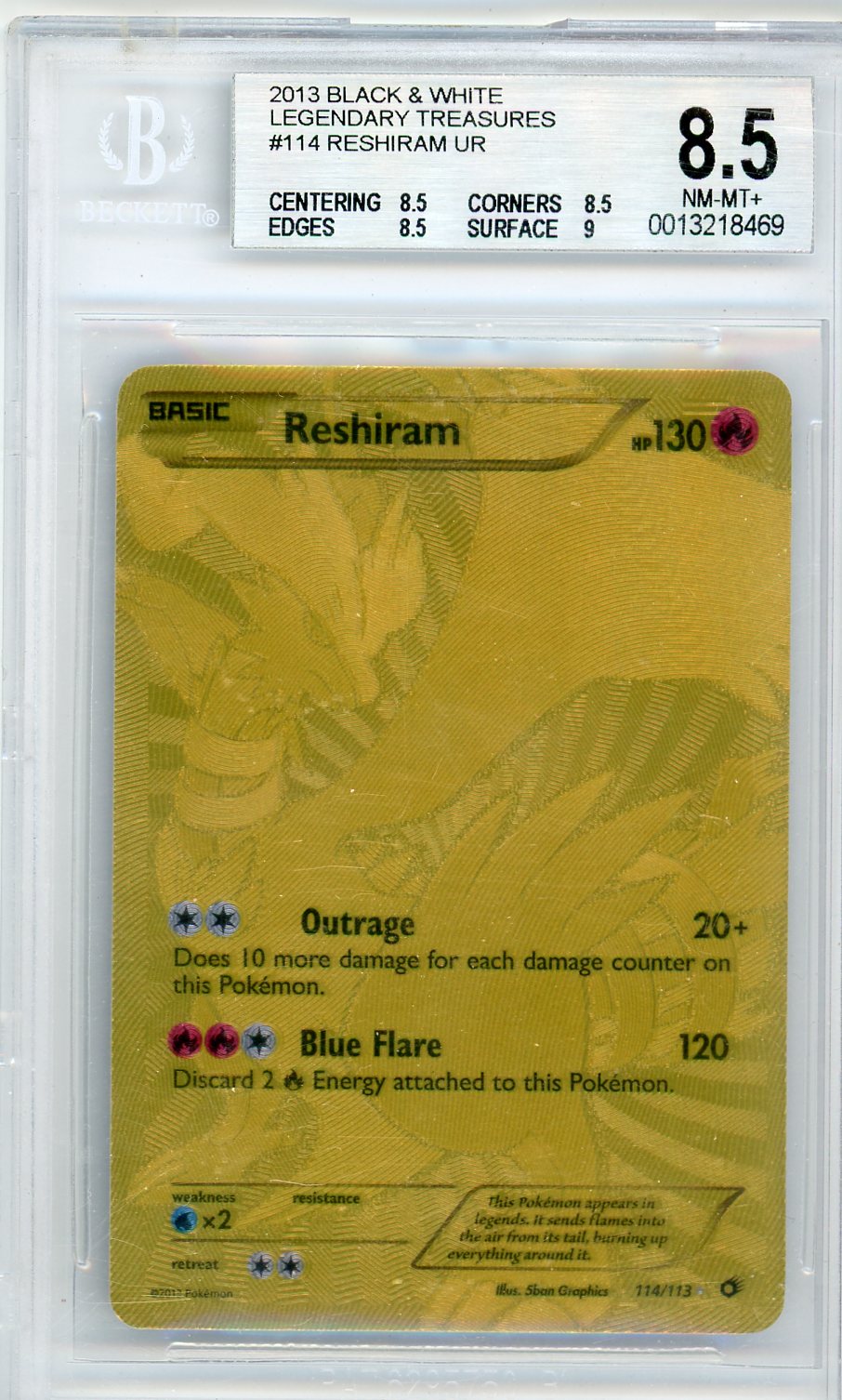 Summon Supply — Reshiram Pokemon Black & White Legendary Treasures Gold Secret Rare #114/113 – Official Pokemon TCG Product