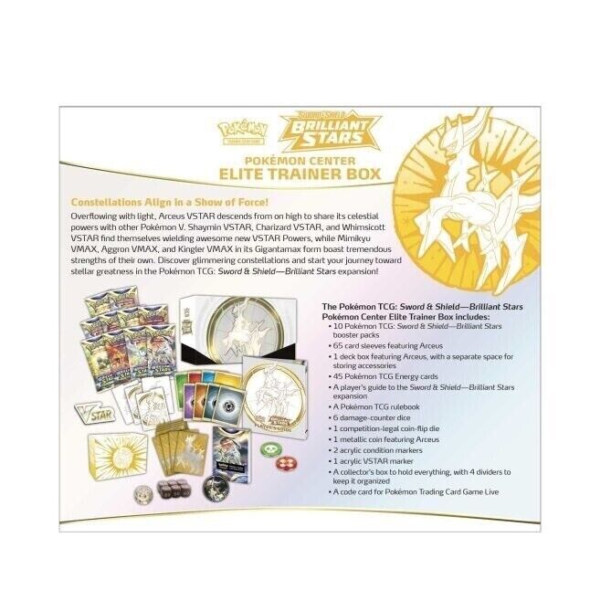 Summon Supply — Pokemon TCG Sword & Shield Brilliant Stars Pokemon Center Elite Trainer Box – Complete Trainer Kit with Accessories
