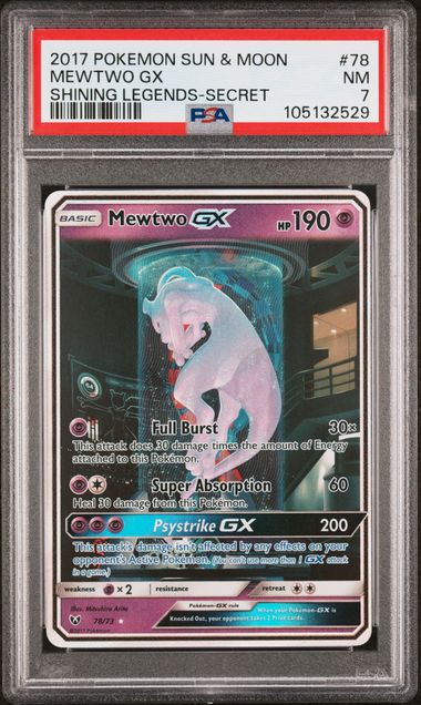 Summon Supply — Mewtwo GX Pokemon Shining Legends Secret Rare #78/73 PSA 7 – Official Pokemon TCG Product